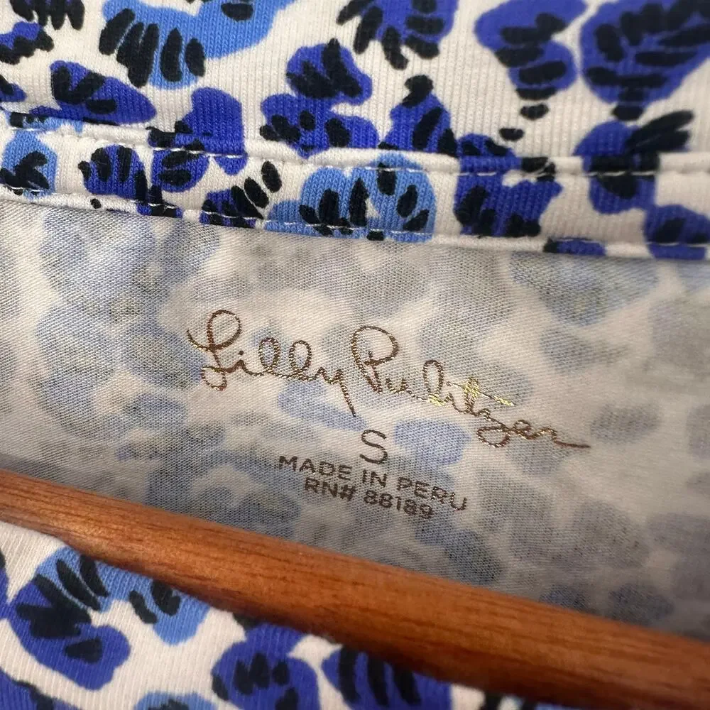 LILLY PULTIZER Blue Pima Cotton Rhett Knit Top Tee // S